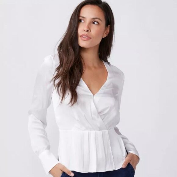 PAIGE Women's Vistah Surplice Front Pleats Peplum Long Sleeve Blouse XS - Picture 1 of 12
